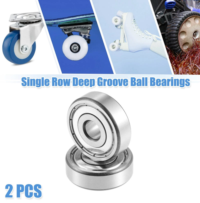 Vehicle 2 x 10x35x11mm 6300ZZ Car Single Row Deep Groove Ball Bearings Silver Tone