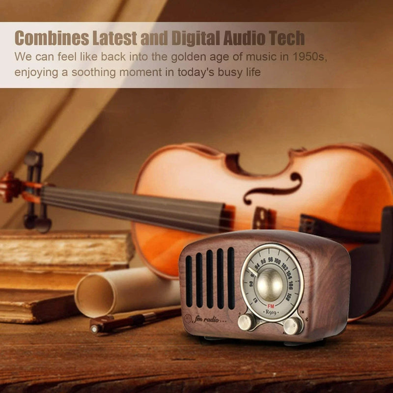 Retro Style Vintage Bluetooth Speaker Wooden FM Radio MP3 Player (N/A)