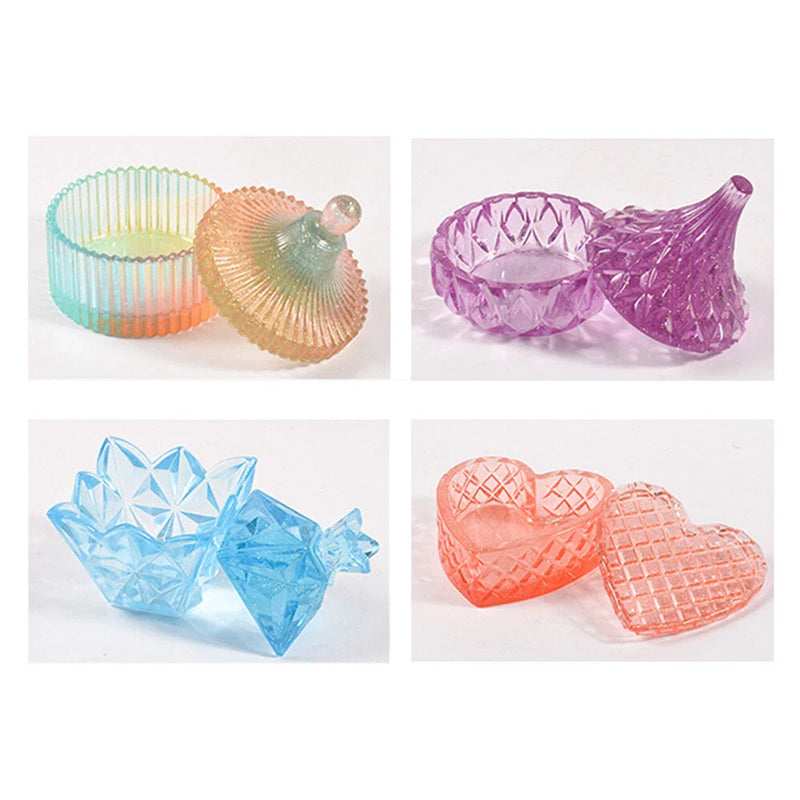 Pyramid Heart Silicone Epoxy Resin Mold Jewelry Storage Box Organizer