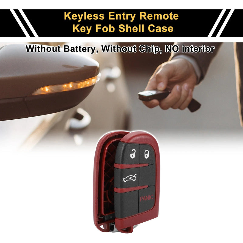 Dodge Charger 2006-2023 - 4 Button Black Red Key Fob Shell Case