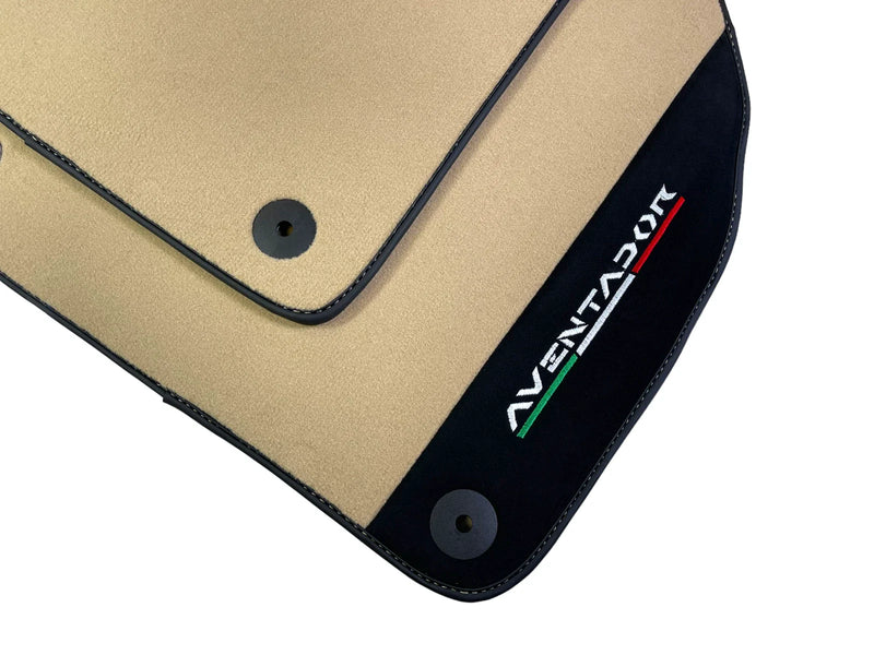 Lamborghini Aventador 2012-2022 with Alcantara Leather Beige Floor Mats