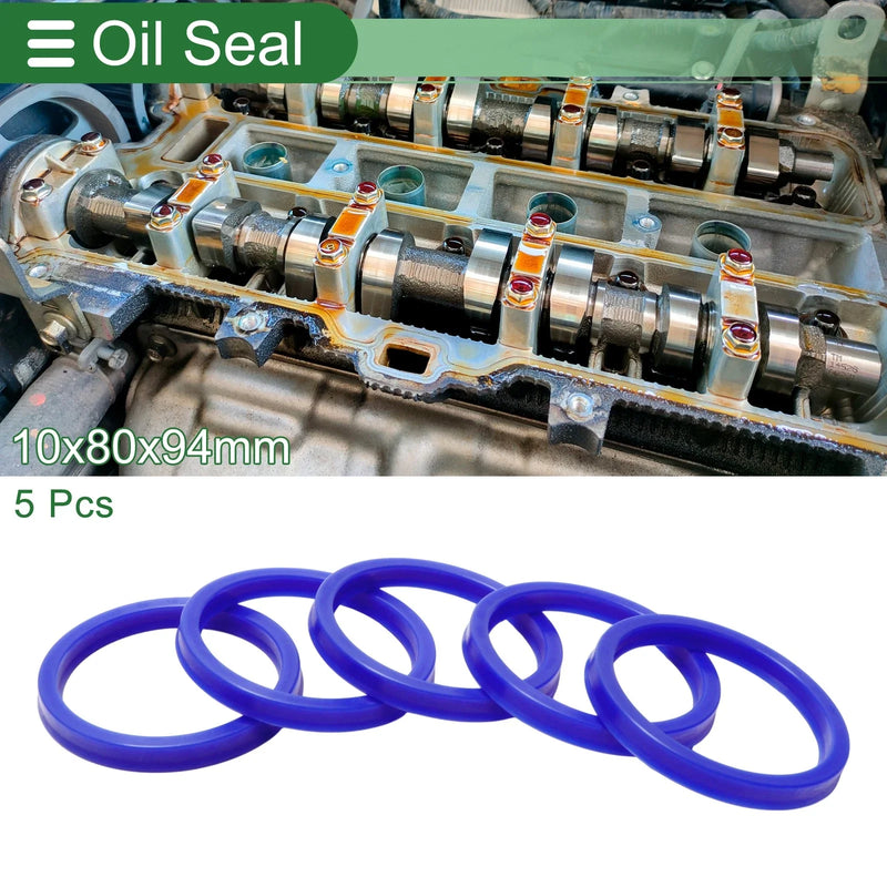 Car Make Model Oil Seal 80x94x10mm Rotary Shaft Seal TPU Blue 5 Pcs