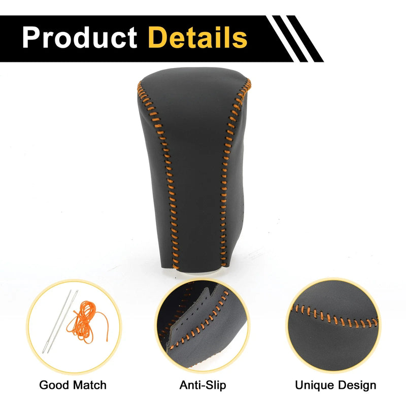 Honda Accord (2008-2012) Black Orange Faux Leather Car Gear Shift Knob Cover