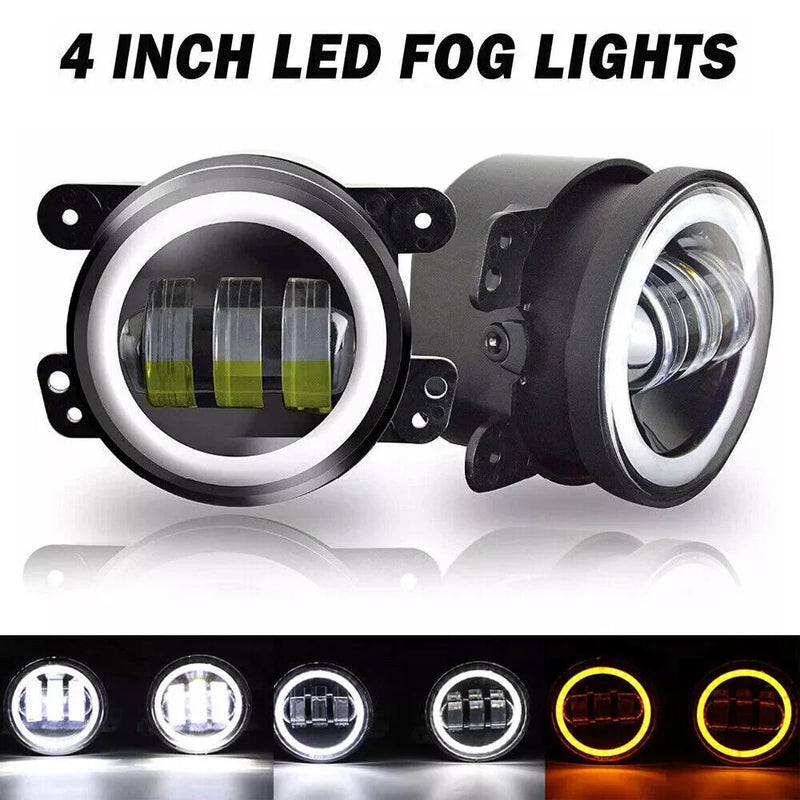 Jeep Wrangler JK 7" Round LED Headlights & 4" Fog Lights Combo (2007-2017)