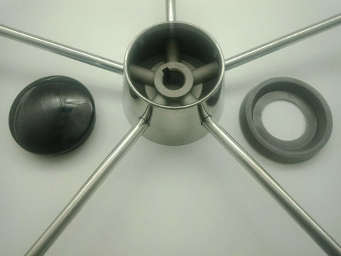 Boat Steering Wheel 5 Spoke Stainless Steel 10° Dish 390mm 3/4" Shaft
