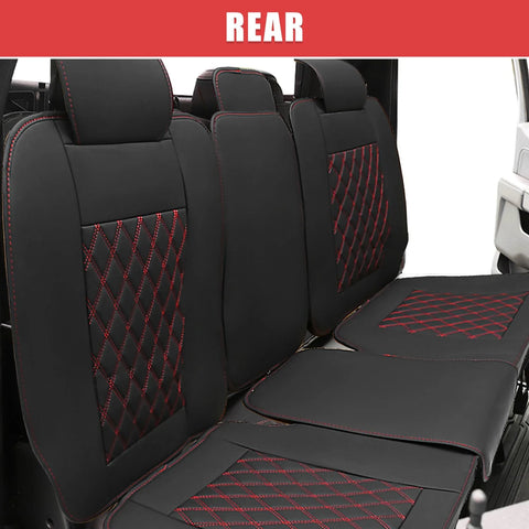 Dodge Ram Black Red Rear Seat Covers 3 Pcs