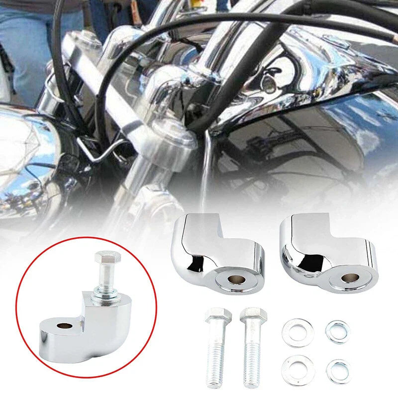 Honda VTX1300C (2004-2009) 2 x Chrome Motorcycle Handlebar Riser Mount Clamp