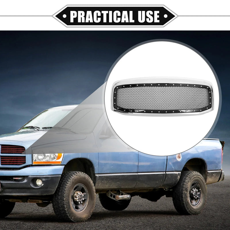 Dodge - Chrome Silver Tone Gloss Black Front Grille Assembly