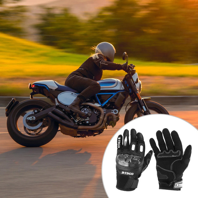 1 Pair Motorcycle Glove Spring Summer Breathable Smartphone Touch L Black Nylon