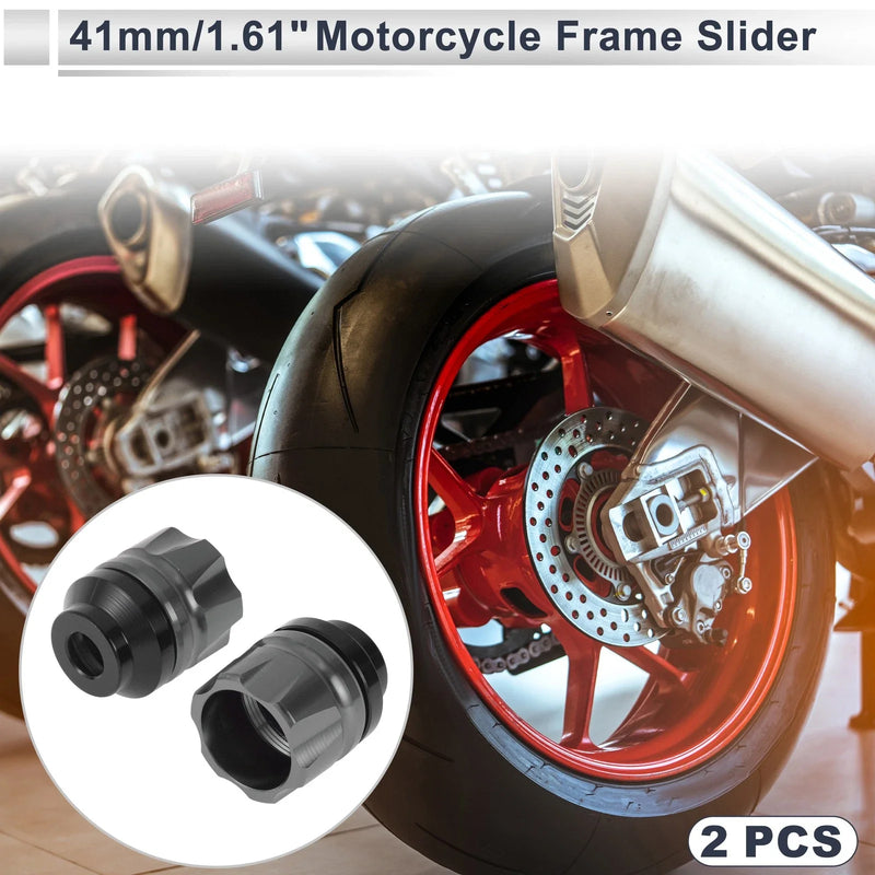 Make Model 14mm Aluminum Alloy Motorcycle Slider Frame 2 x Titanium Tone