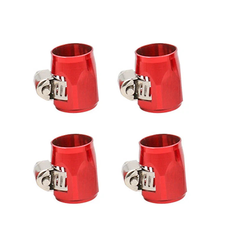 Car Models 4 x Red AN6 Fuel Hose Line End Cover Clamp Connectors