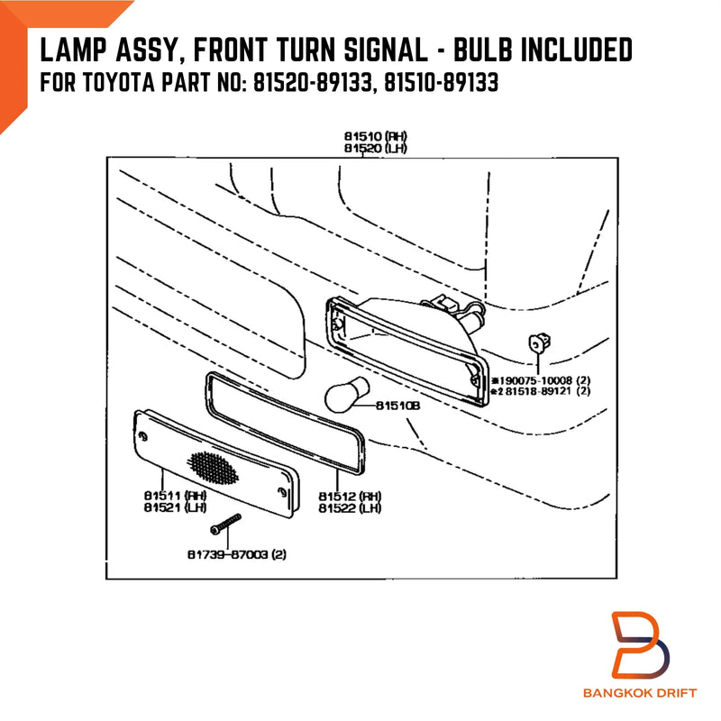Toyota Hilux Ute MK3 Amber Indicator Signal Bumper Light (1988-1997)