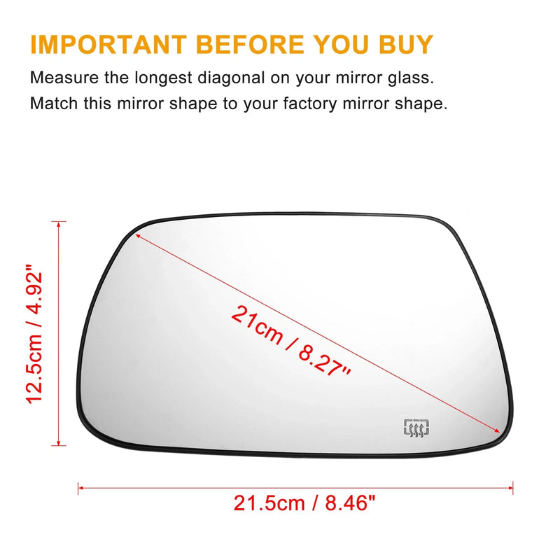 Jeep Cherokee Heated Left Rearview Mirror Glass (2014-2023)