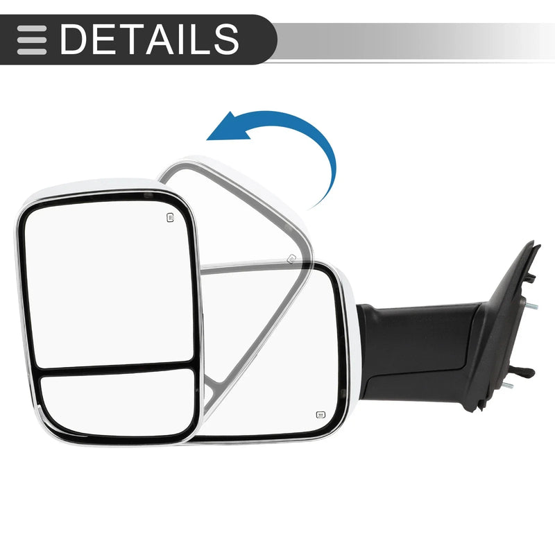 Dodge Ram 1500 LED Turn Signal Light Silver Tone 1 Pair Tow Mirrors