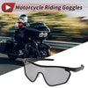 Motorcycle Riding Goggles Silver Tone Lens Black Frame