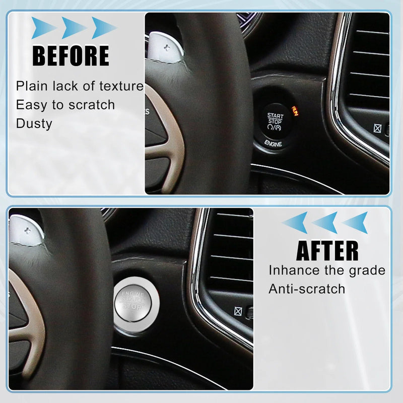 Jeep Cherokee & Dodge - Silver Tone Engine Start Stop Button Cover Kit