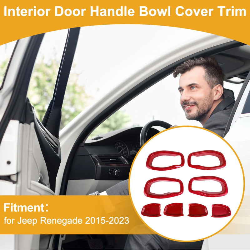 Jeep Renegade (2015-2023) 4 x Red ABS Interior Door Handle Bowl Cover Trim