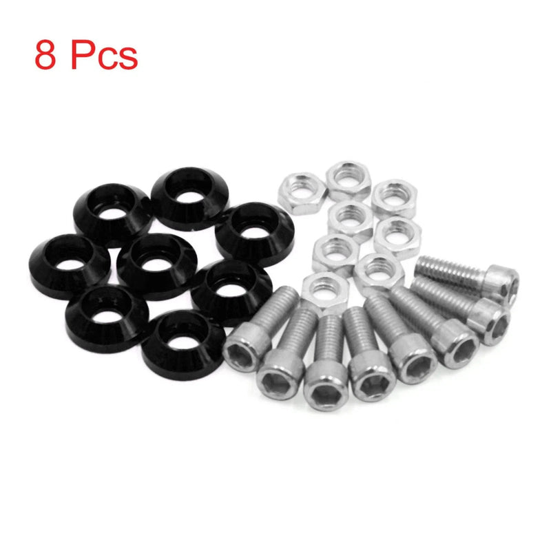 Universal Black Metal Motorcycle Windscreen Plate / 8Pcs / M6 Bolts