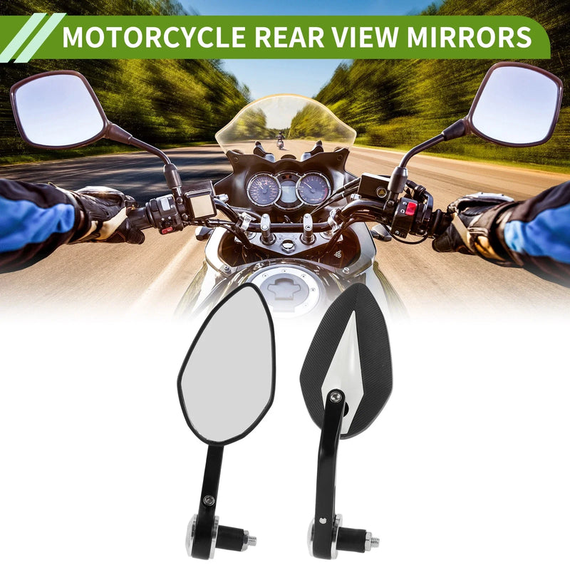 M8 Motorcycle Rear View Mirrors / Prismatic Shape / Black White Aluminum