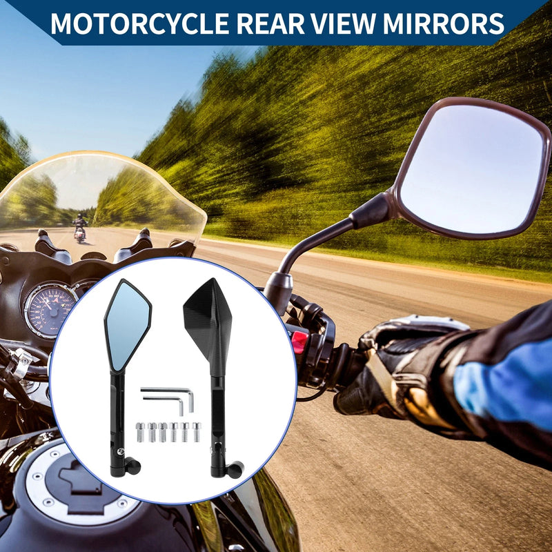 M8/M10 Motorcycle Rear View Mirrors Prismatic Shape Black Aluminum Alloy