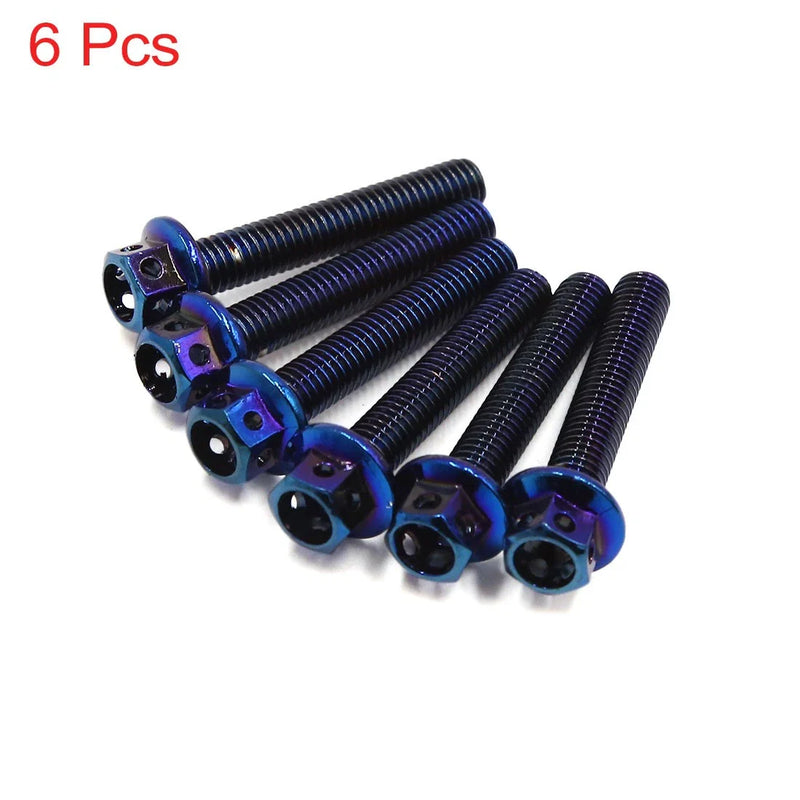 Motorcycle 6pcs M6x35 Titanium Alloy Hex Bolts