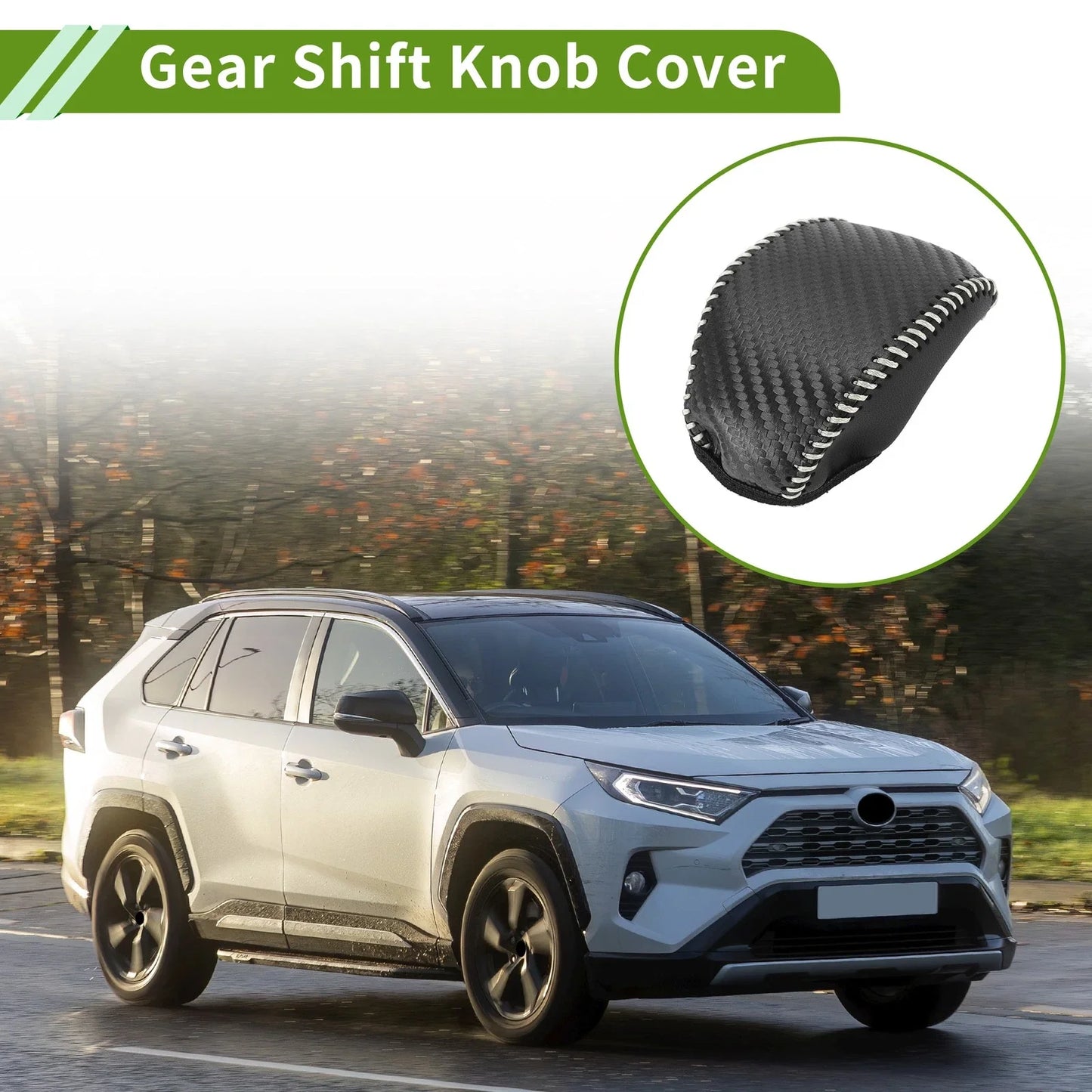 Gear Shift Knob Cover for Toyota RAV4 2019-2024 Black Carbon Fiber
