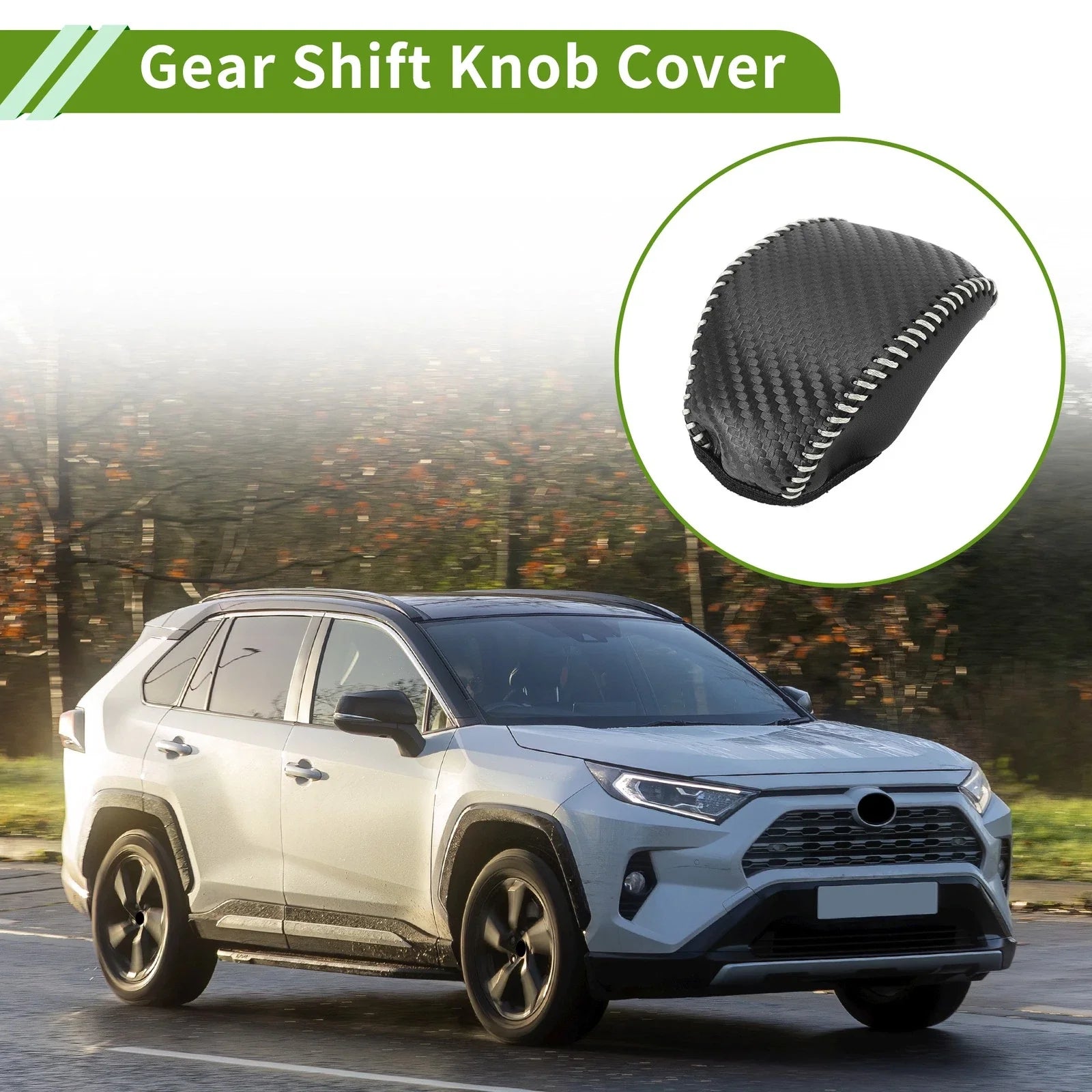 Gear Shift Knob Cover for Toyota RAV4 2019-2024 Black Carbon Fiber