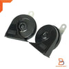 Car - Black Square Mouth 12V Twin Trumpet Horn Set + Bracket