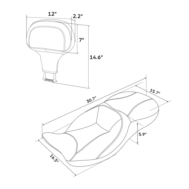 Harley Touring Road Tri Glide Driver Passenger Seat & Backrest (2009-2023)