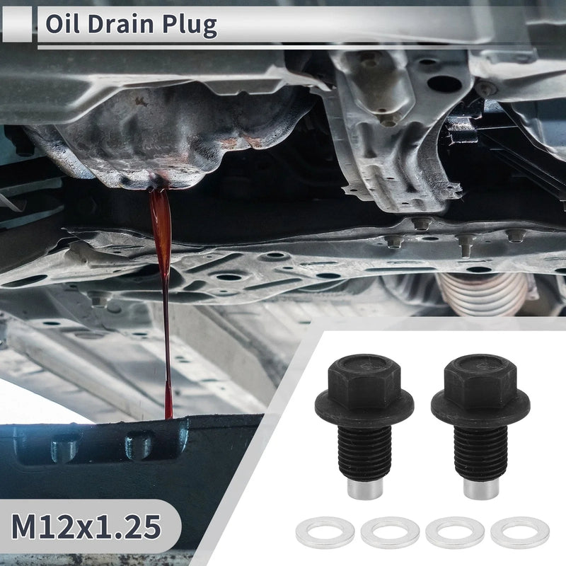 Car Motorcycle 1 Set M12x1.25 1.22in Height Engine Oil Drain Plug W/Gasket
