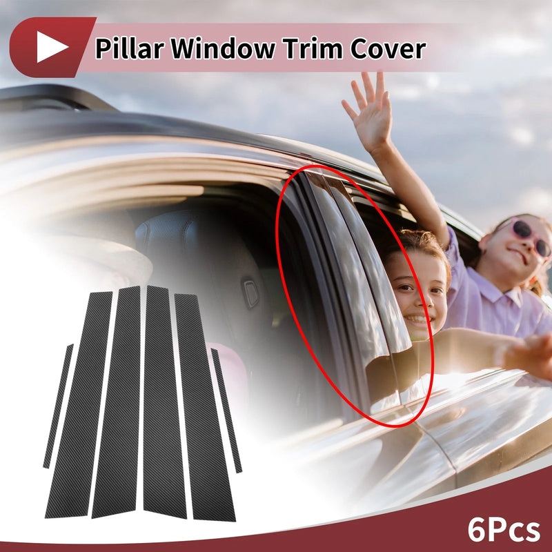 Toyota Crown 6 x Car Door Pillar Window Trim Carbon Fiber (2005–2009)