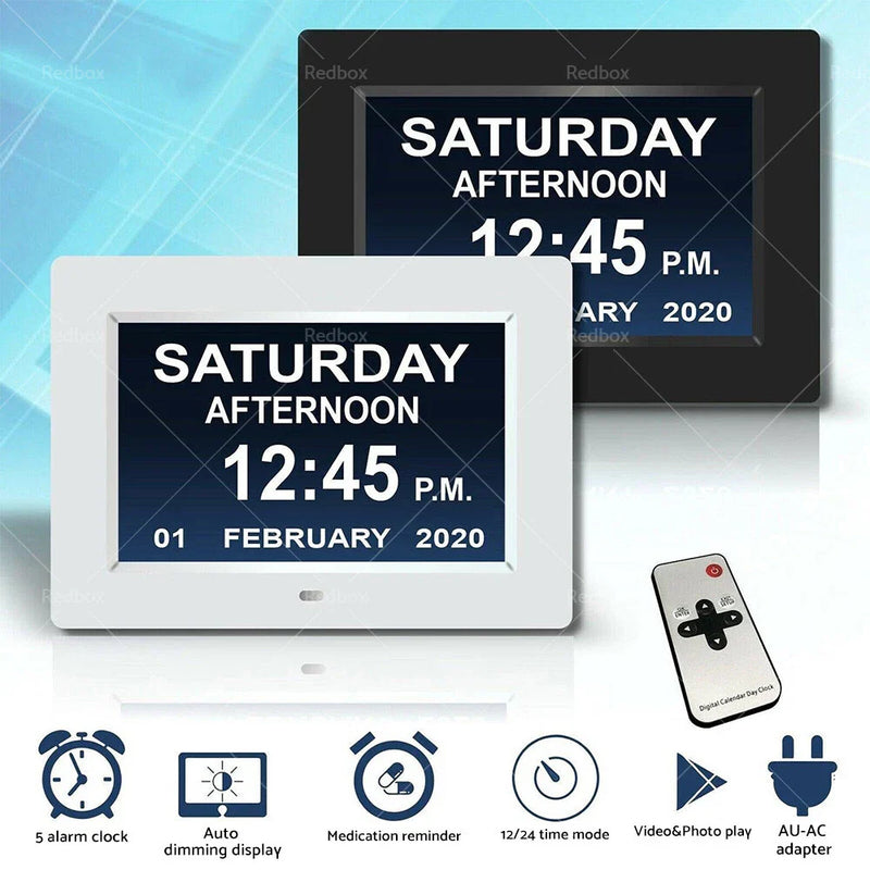 Dementia - Time, Date, Month 7" LED Digital Day Clock Calendar Wall (2023)