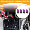 Universal Motorcycle M6 License Plate Screws Cover 35mm Purple 4Pcs