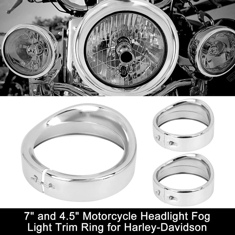 Harley-Davidson Dyna 2 x 7-inch and 4.5-inch Headlight Fog Trim Ring