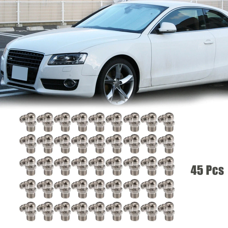 Motorcycle Car Nipple Fitting 45pcs M8 x 1 90° Nickel Plated