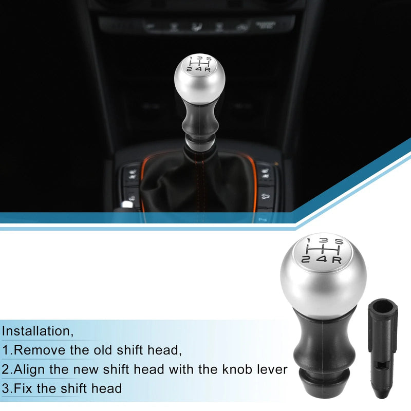 Peugeot 106 206 Matte Silver Tone 5 Speed Manual Shift Knob (1991-2006)