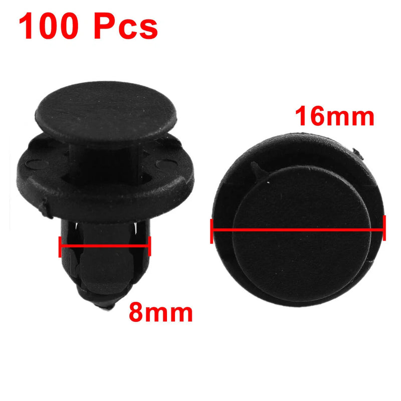 Honda Models 100 Pcs Black Plastic Rivet Trim Fasteners 8mm x 14mm