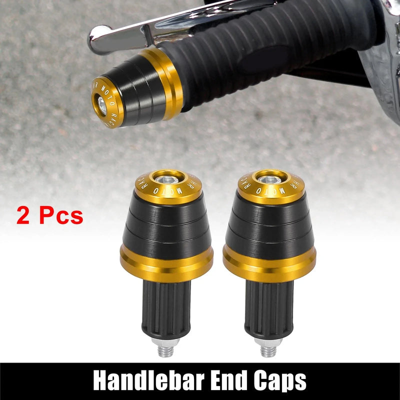 Motorcycle 2 x / 18mm / Hand Grips Handlebar End Caps Plug Gold Tone
