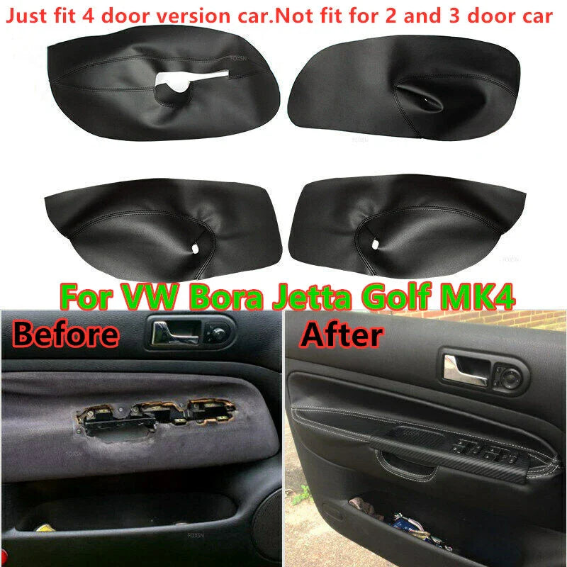 VW Bora Jetta Golf MK4 Door Panels Armrest Leather Cover 4x (1999–2004)
