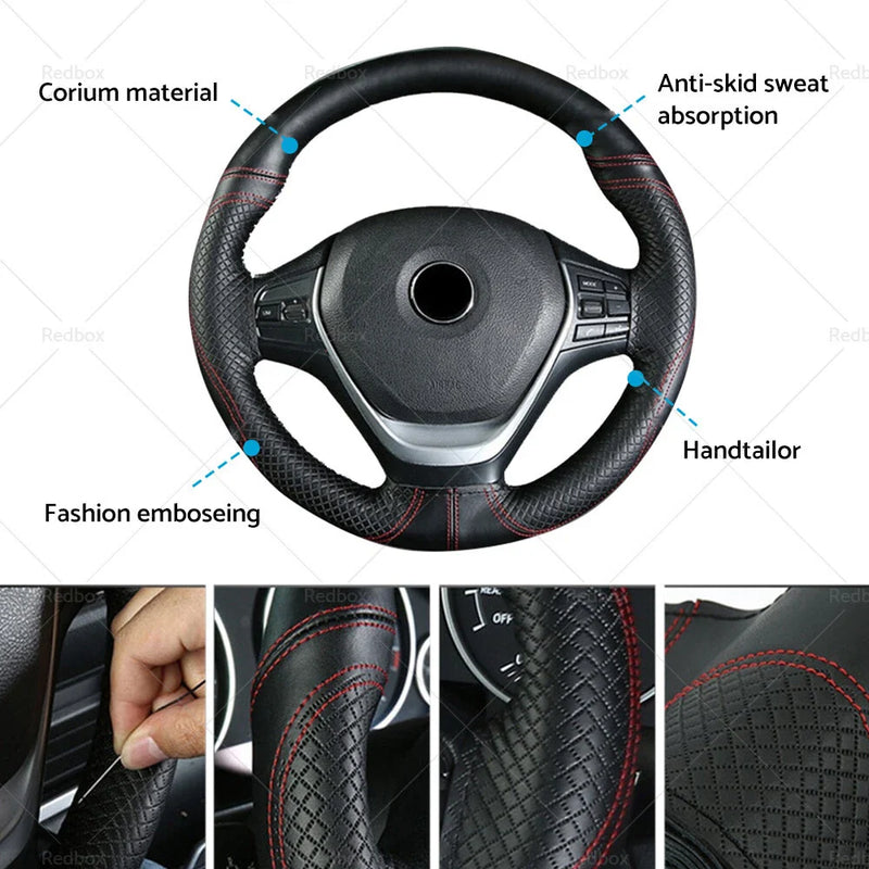 Car - Auto Protection Premium Leather 38cm Steering Wheel Cover