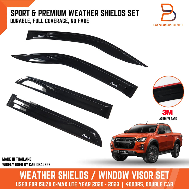 Isuzu D-MAX RG Dual Cab Ute Weathershields Window Visors 4 x (2020-2023)