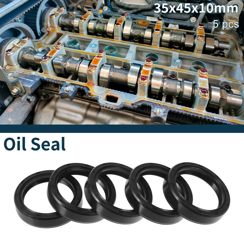 Make Model Oil Seal 35x45x10mm NBR Rubber Black 5Pcs