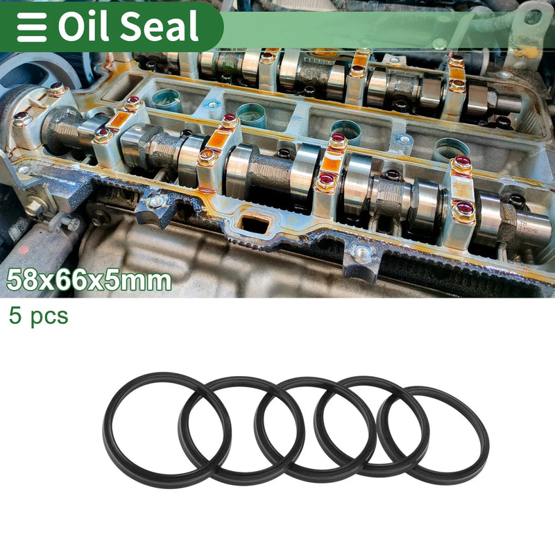 Oil Seal Rotary Shaft Seal NBR Rubber Black 58x66x5mm 5 Pcs