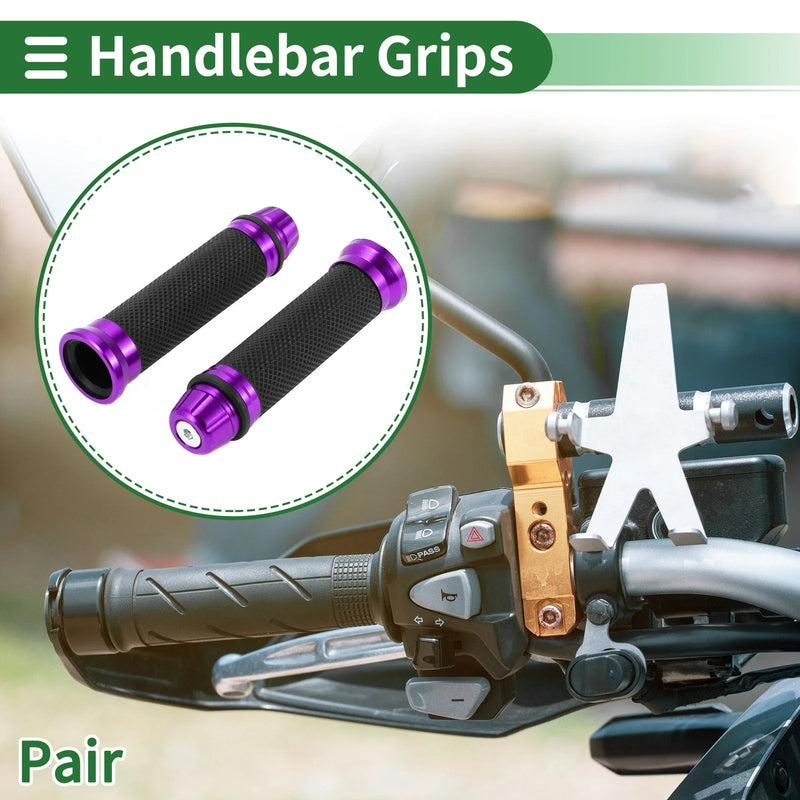 Motorcycle Rubber Black Purple 7/8" 22mm Hand Grips Cover