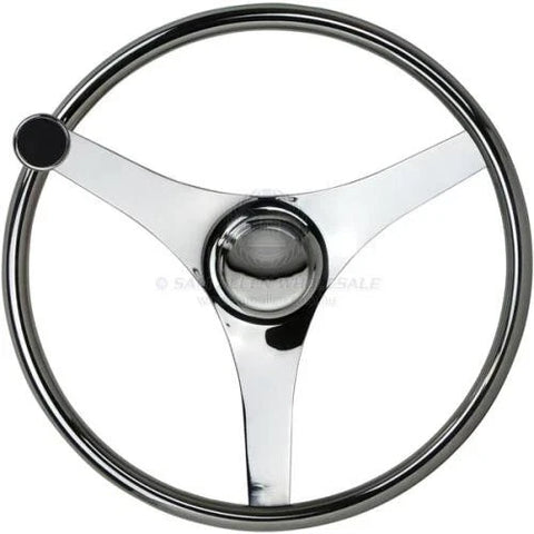 Boat Steering Wheel Stainless Steel Grips & Knob 340mm Diameter