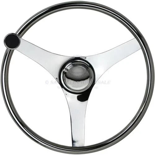 Boat Steering Wheel Stainless Steel Grips & Knob 340mm Diameter