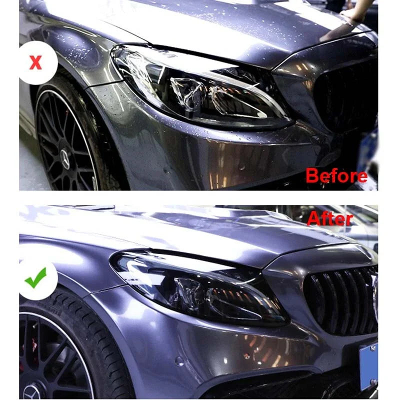Benz C Class 2017+ Car Smoke Black TPU Headlight Sticker Protect Film Fit