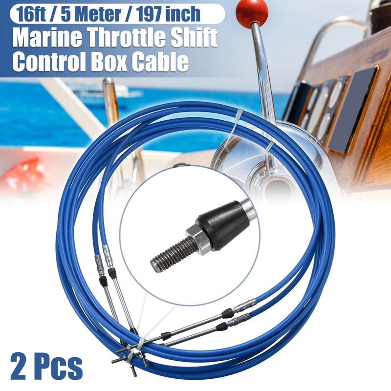 Yamaha Blue 2 x 16ft 197-Inch Marine Type Shift Remote Control Box Cable