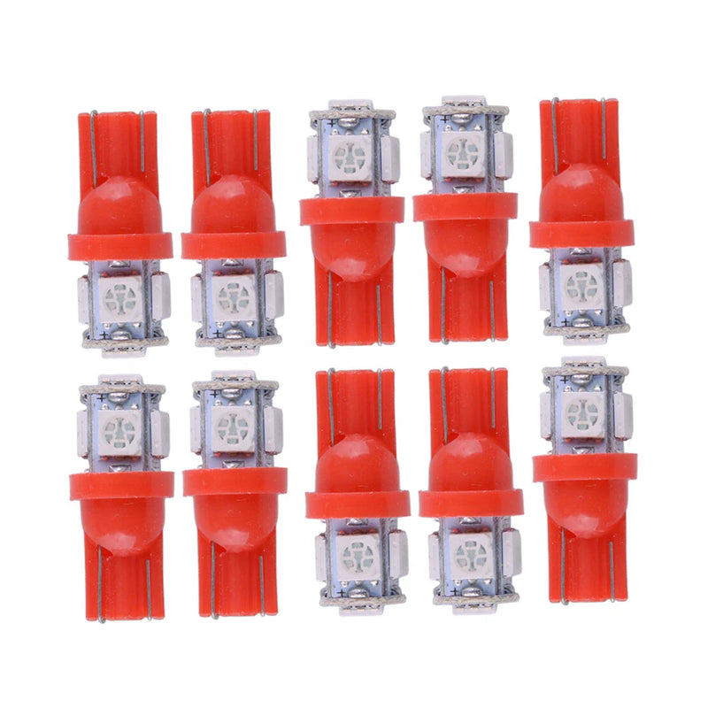 Car Interior Lighting 10pc T10 W5W 5SMD Red LED Dome Bulb