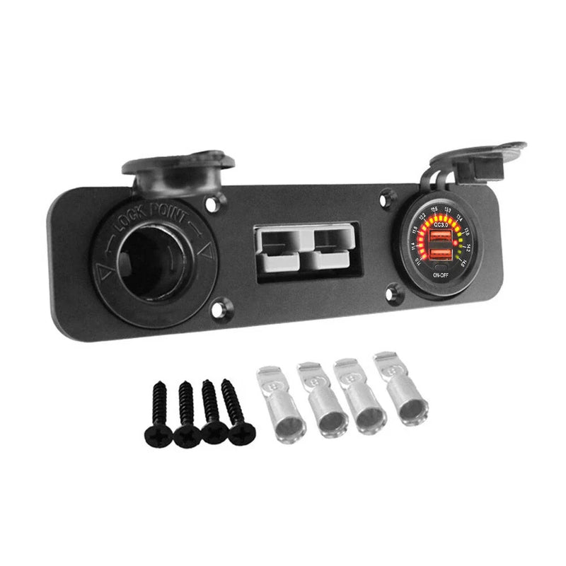 REDARC 50 Amp Anderson Plug USB 3.0 Cigarette Socket Flush Mount Plate